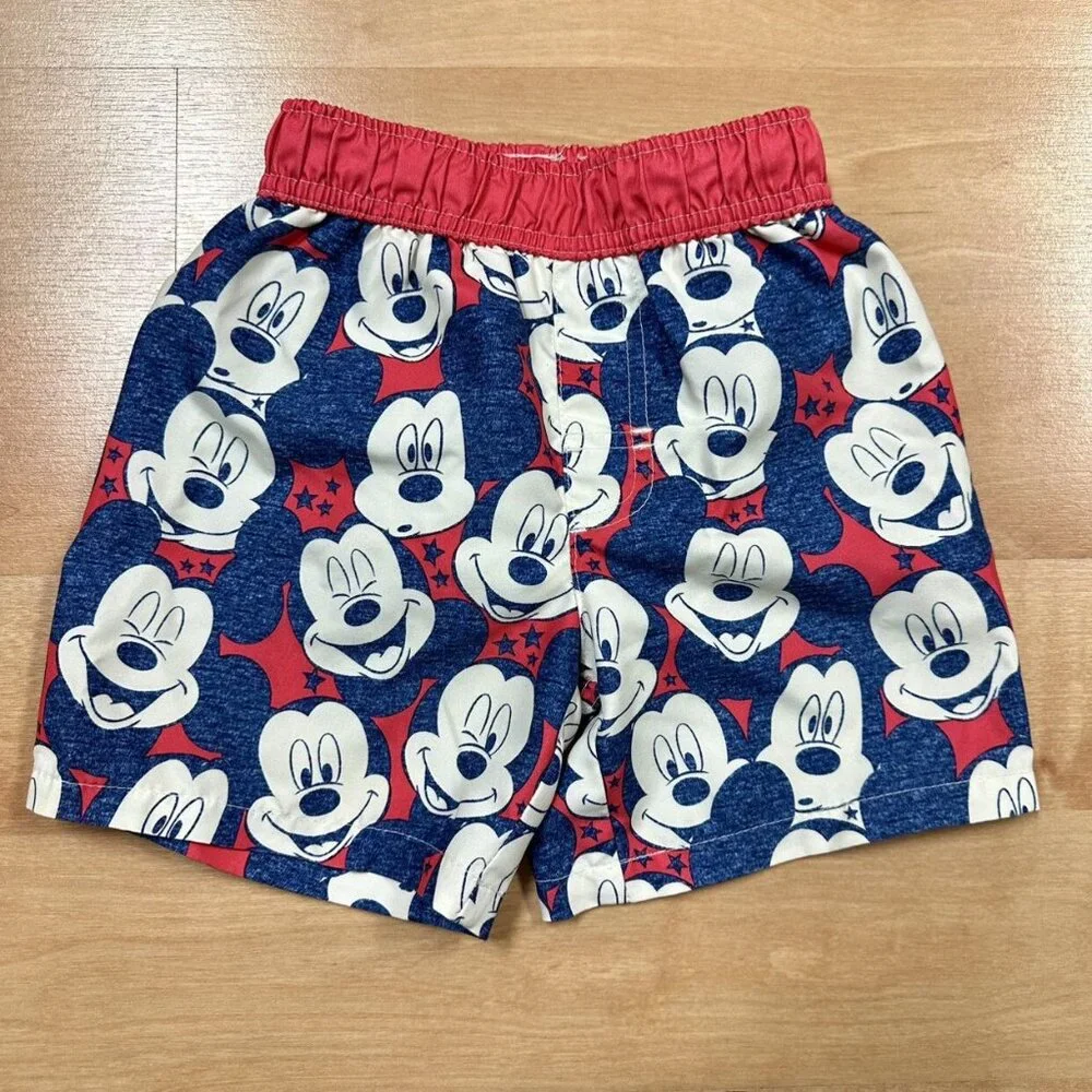 Mickey Mouse Red White & Blue Rashguard & Swim Trunks Set Size 3T